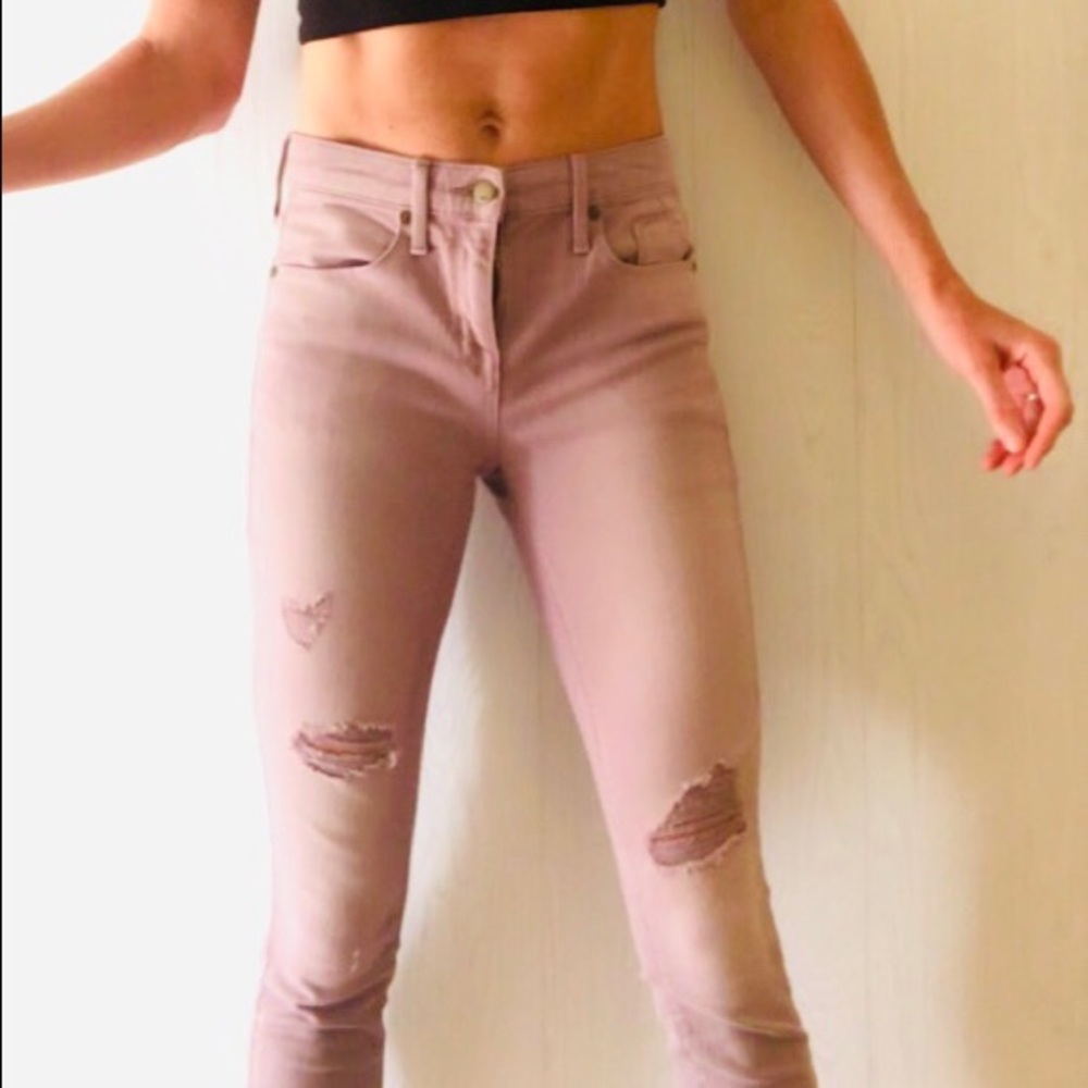 Mossimo neutral purple distressed skinny jeans
